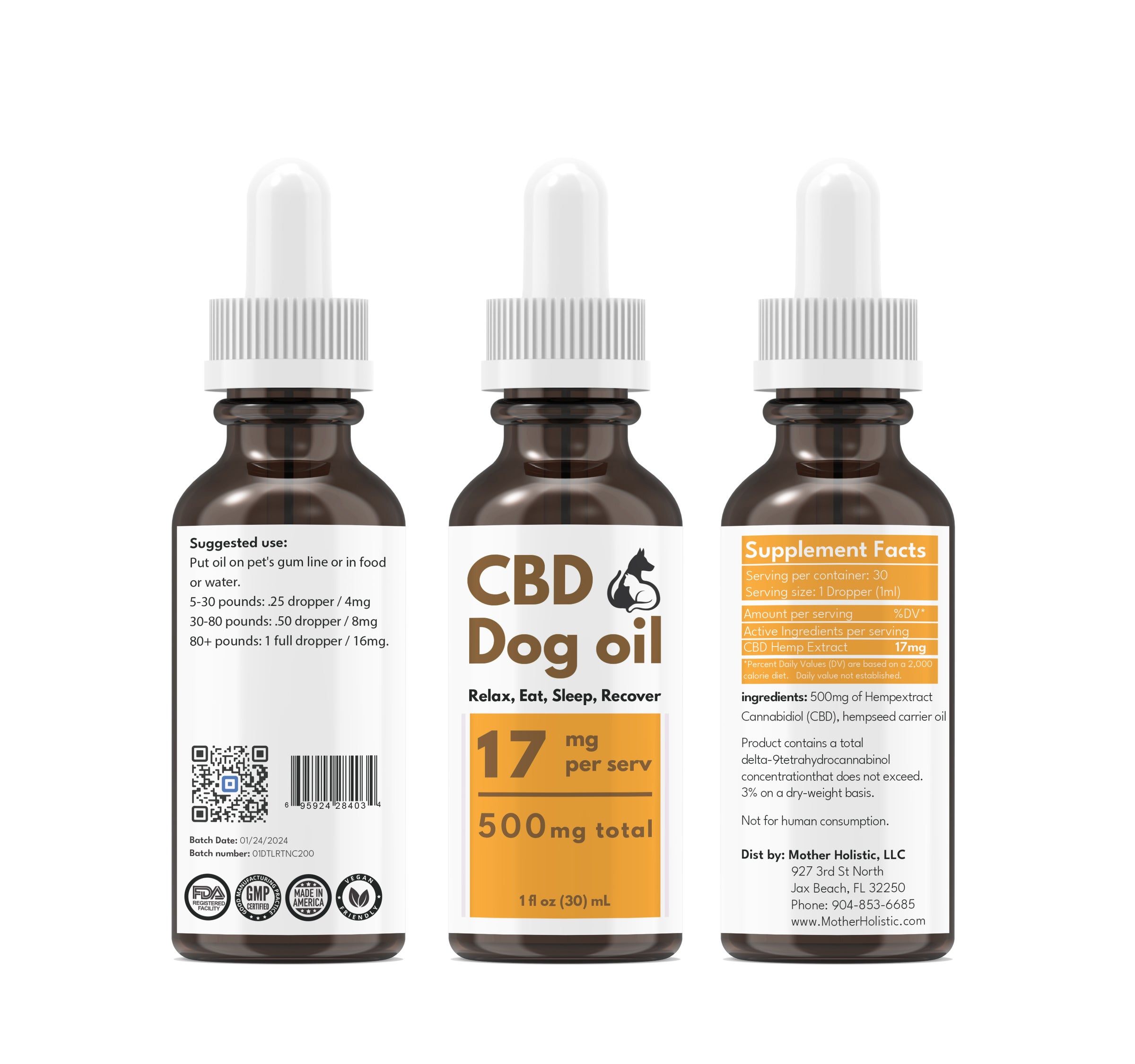 CBD Dog Oil 500mg for Dogs | Jacksonville Beach | Mother Holistic